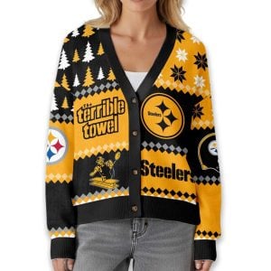 Steelers The Terrible Towel Knitted Christmas Cardigan2