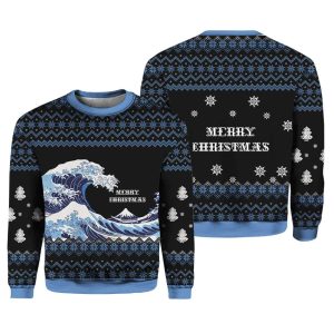 2025 Christmas The Great Wave Ugly Sweater 1