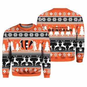 2025 Christmas Bengals Reindeer Football Ugly Sweater 1