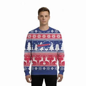 2025 Christmas Bills Reindeer Football Ugly Sweater1