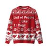 2025 List of People I Like Dogs Ugly Christmas Sweater