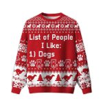 2025 List of People I Like Dogs Ugly Christmas Sweater