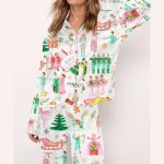 Lovely Nutcracker Christmas Silky Satin Pajama Set