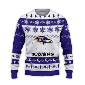 2025 Ravens Football Reindeer Christmas Ugly Sweater1