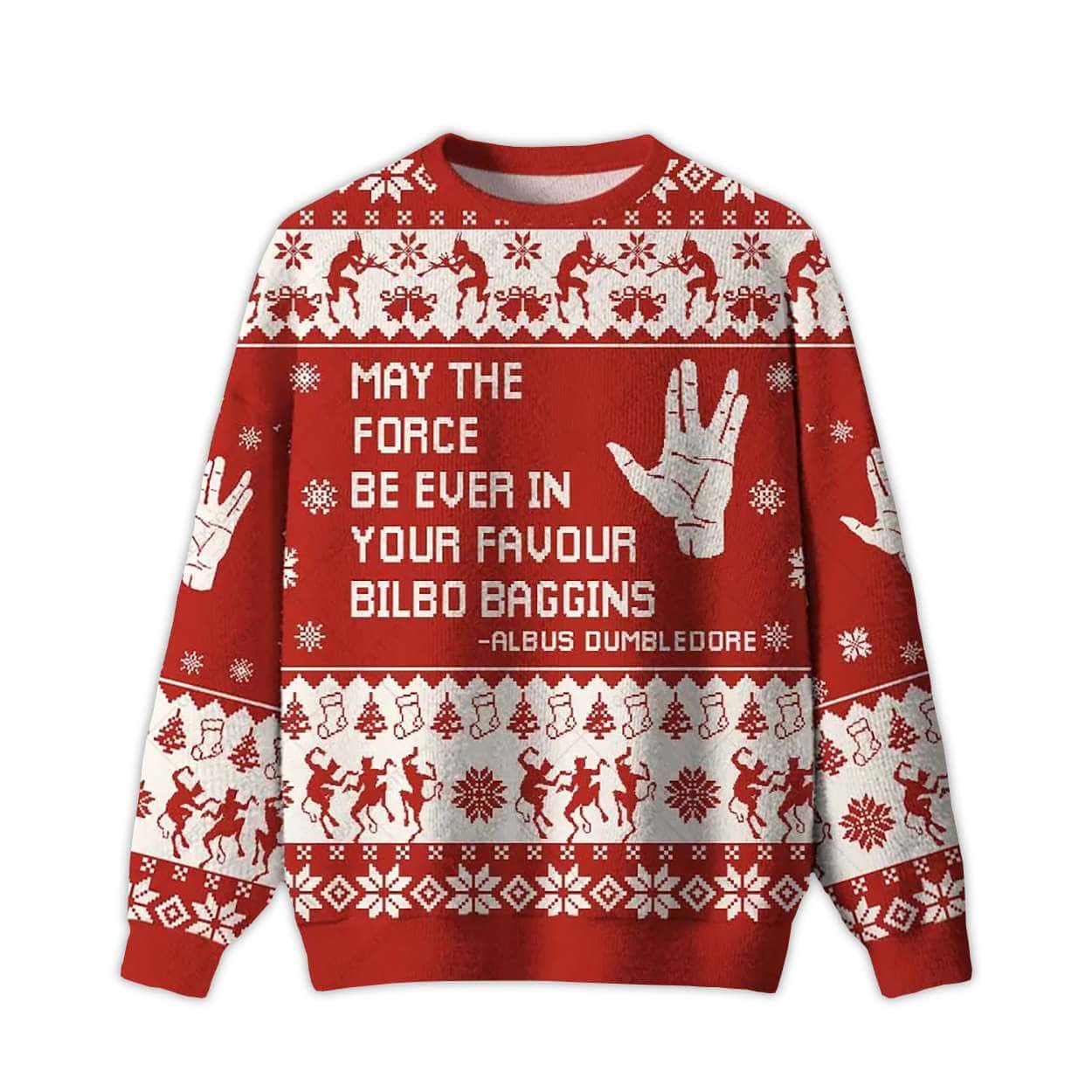 May The Force Be Ever In Your Favour Bilbo Baggins Ugly Christmas Sweater May The Force Be Ever In Your Favour Bilbo Baggins Ugly Christmas Sweater