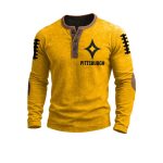 Men's Steelers Football Print Henley Top
