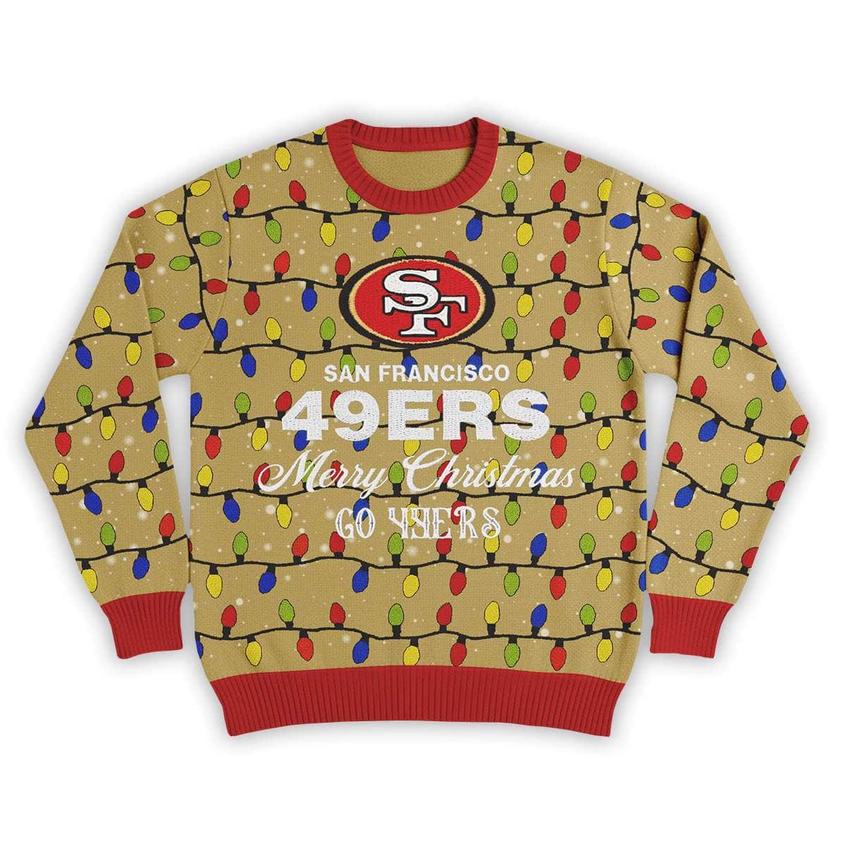 2025 Merry Christmas Go 49ers Football Ugly Sweater 2025 Merry Christmas Go 49ers Football Ugly Sweater