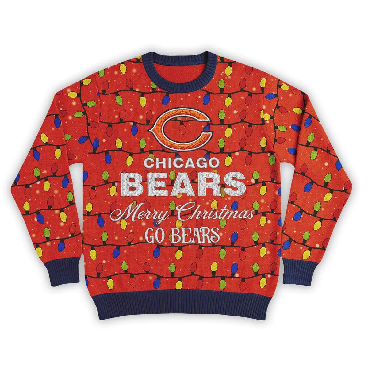 2025 Merry Christmas Go Bears Football Ugly Sweater 2025 Merry Christmas Go Bears Football Ugly Sweater