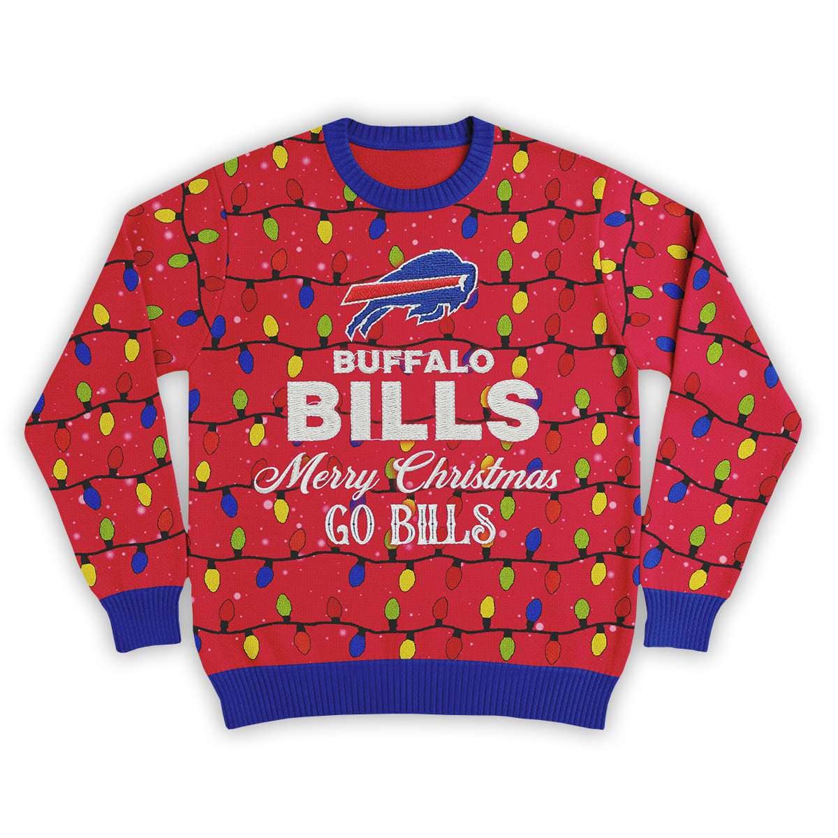2025 Merry Christmas Go Bills Football Ugly Sweater 2025 Merry Christmas Go Bills Football Ugly Sweater