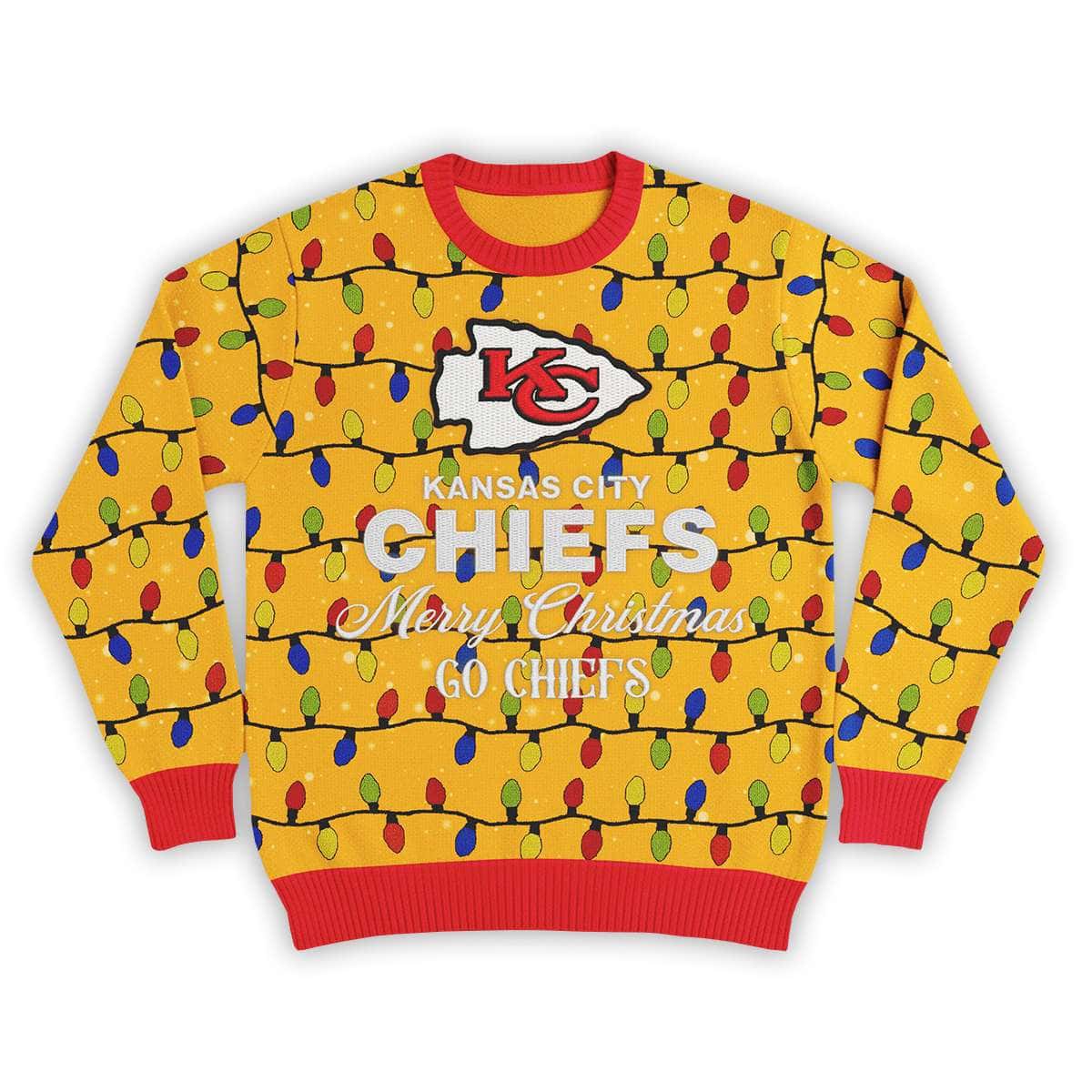 2025 Merry Christmas Go Chiefs Football Ugly Sweater 2025 Merry Christmas Go Chiefs Football Ugly Sweater