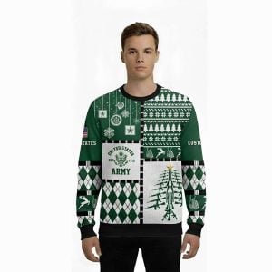 US Army Merry Christmas Veteran Custom Name Ugly Sweater1