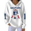 NE Patriots Go Pats Football Pit Striped Hoodie
