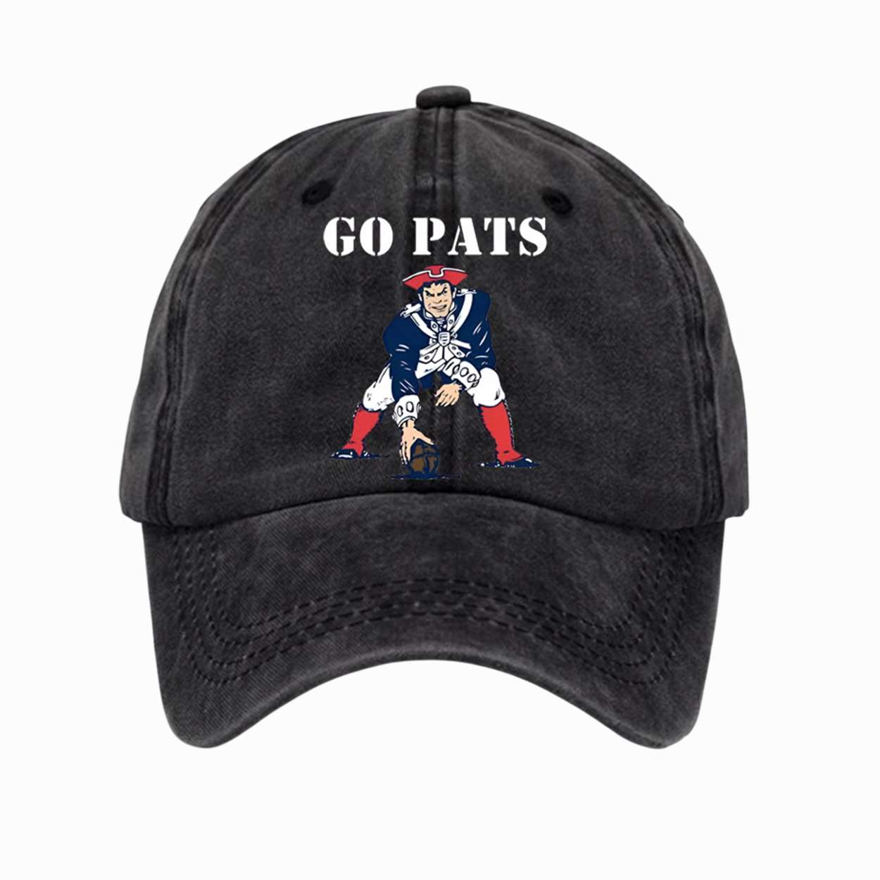 NE Patriots Go Pats Football Print Hat NE Patriots Go Pats Football Print Hat
