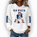 NE Patriots Go Pats Football Print Waffle Hoodie