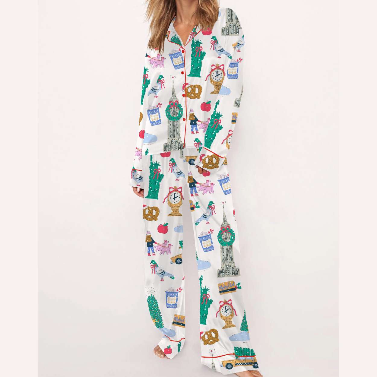 New York City Christmas Silky Satin Pajama Set New York City Christmas Silky Satin Pajama Set