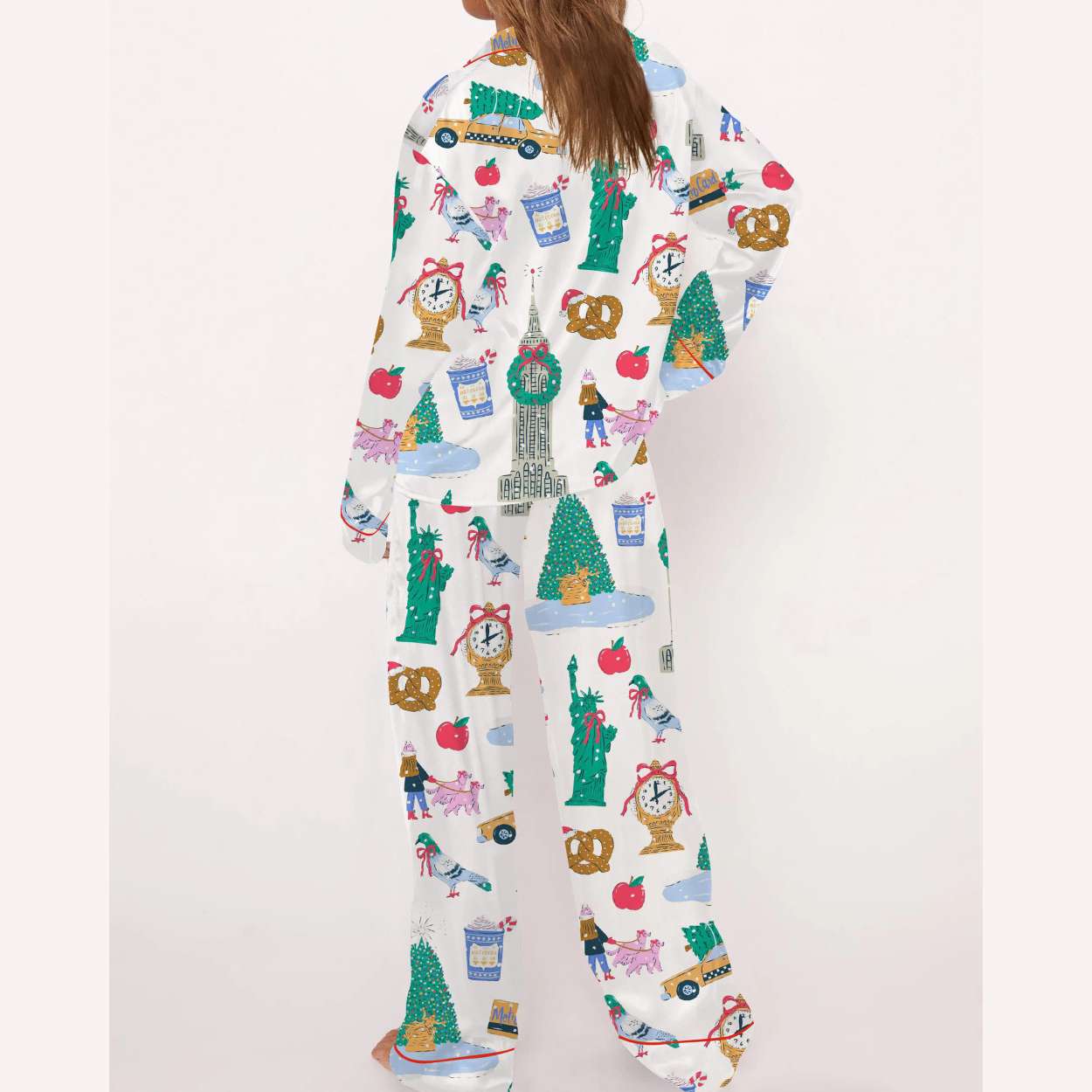 New York City Christmas Silky Satin Pajama Set New York City Christmas Silky Satin Pajama Set