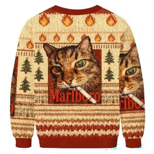 Funny Smoking Cat Meme Christmas Ugly Sweater1