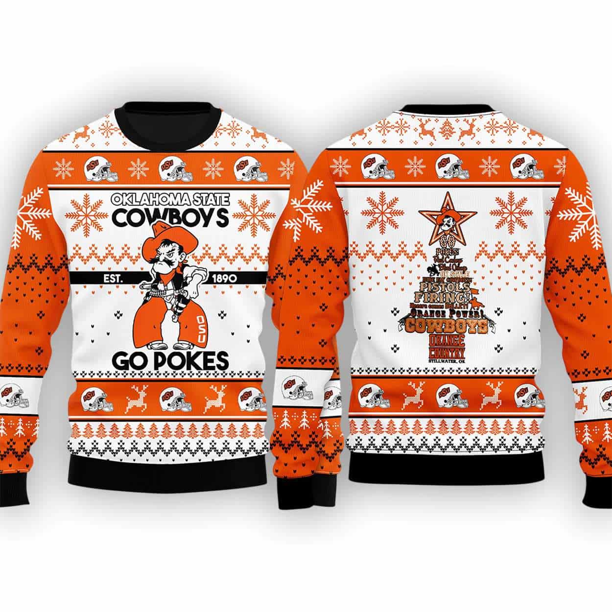 OSU Go Pokes Real Cowboys Christmas Ugly Sweater OSU Go Pokes Real Cowboys Christmas Ugly Sweater