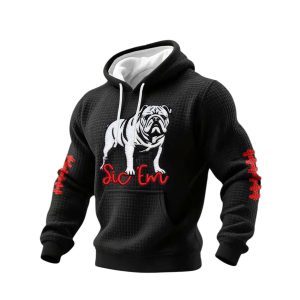 Georgia Football Sic Em Print Checkered Fabric Hooded Sweatshirt2