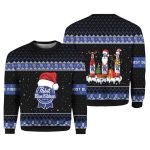 Pabst Blue Ribbon Santa Reindeer Snowflake Ugly Sweater