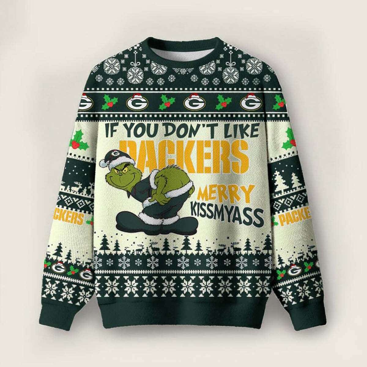 Packers Grnch Merry Kissmyass Ugly Sweater Packers Grnch Merry Kissmyass Ugly Sweater