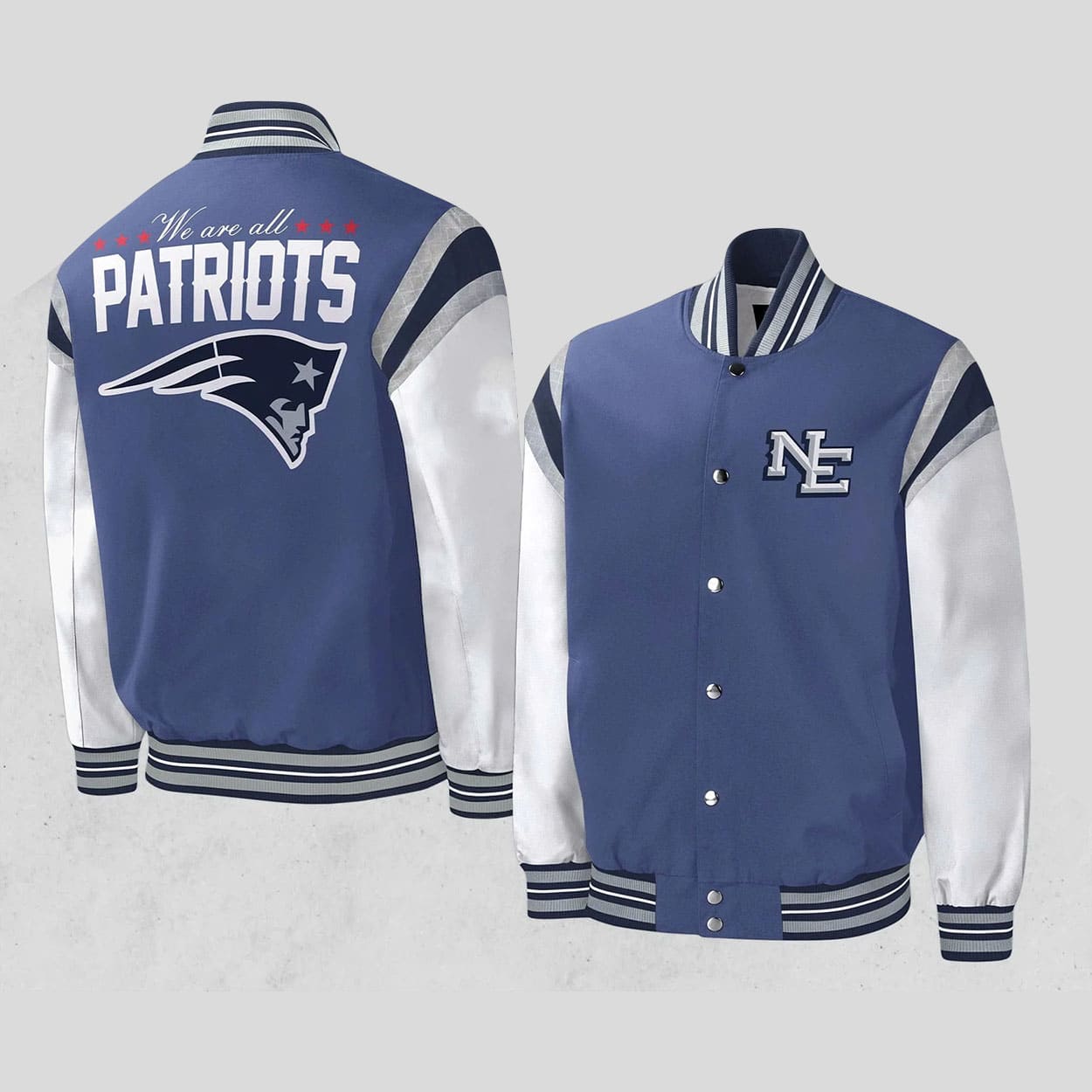 Patriots 2025 Rivalries Nor Easter Storm Blue Bomber Jacket Patriots 2025 Rivalries Nor Easter Storm Blue Bomber Jacket