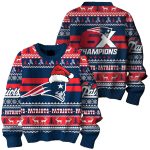 Patriots 6X Champions Christmas Ugly Sweater