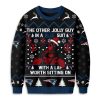 Patriots Deadpool The Other Jolly Guy In A Blue Suit Christmas Ugly Sweater