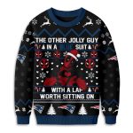 Patriots Deadpool The Other Jolly Guy In A Blue Suit Christmas Ugly Sweater