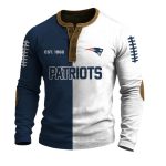 Patriots Est 1960 Split Henley Long Sleeve Shirt