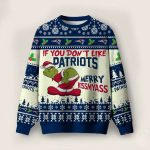 Patriots Grnch Merry Kissmyass Ugly Sweater