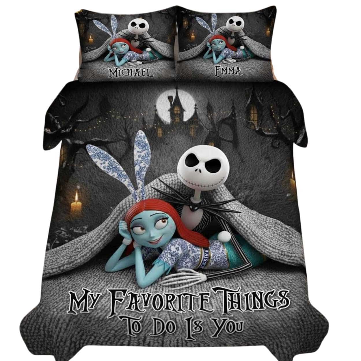Personalized Jack Sally Nightmare My Favorite Things To Do Is You Quilt Set