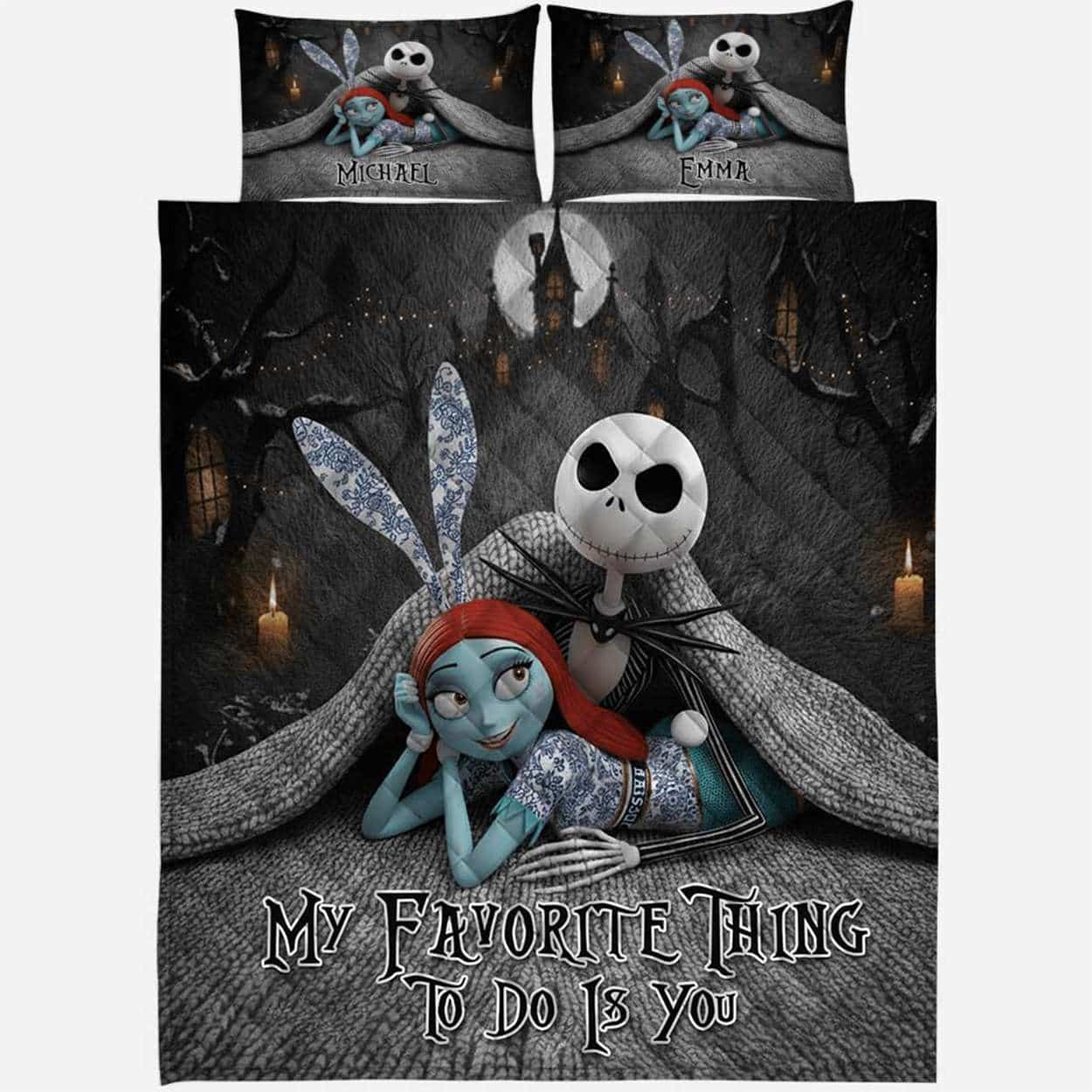 Personalized Jack Sally Nightmare My Favorite Things To Do Is You Quilt Set Personalized Jack Sally Nightmare My Favorite Things To Do Is You Quilt Set