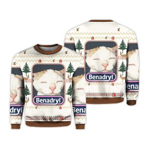 Benadryl Cat Meme Christmas Ugly Sweater