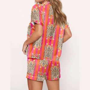 Tiger Print Silky Satin Pajama Set1