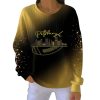 Pittsburgh Football Skyline Print Pit Striped Sweatshirt