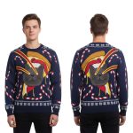 2025 Pizza Cat With Laser Eyes Christmas Ugly Sweater
