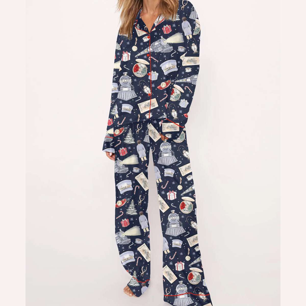 Polar Express Christmas Silky Satin Pajama Set Polar Express Christmas Silky Satin Pajama Set