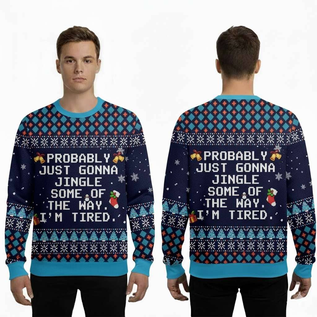 Probably Just Gonna Jingle Some Of The Way Im Tired Ugly Christmas Sweater