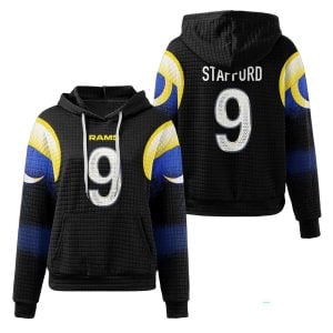 2025 Rams Matthew Stafford 9 Rivalries Midnight Mode Waffle Hoodie