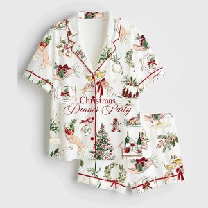 Watercolor Holiday Christmas Dinner Party Festive Champagne Pajama Set
