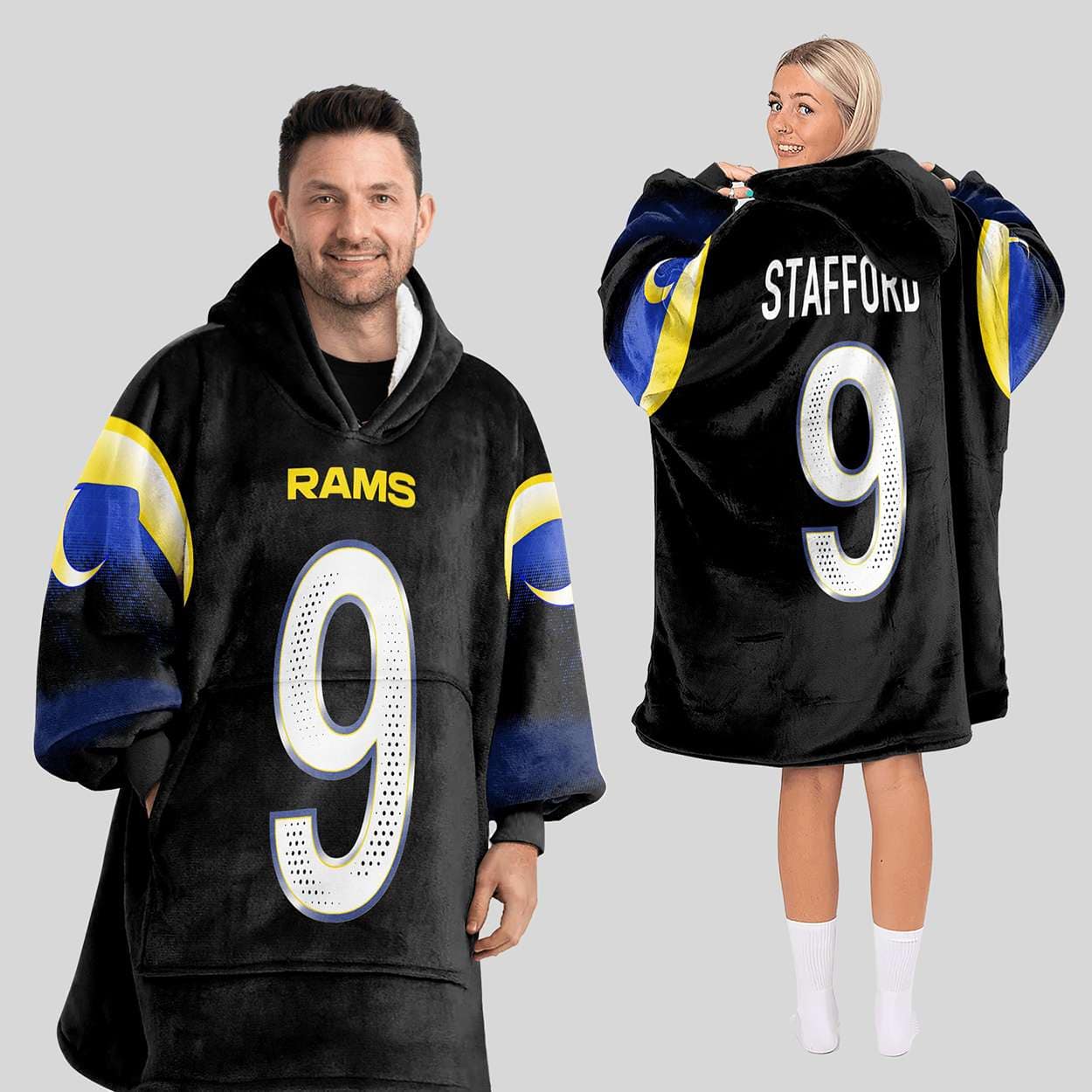 Rams Stafford 9 Rivalries Midnight Mode Blanket Hoodie Rams Stafford 9 Rivalries Midnight Mode Blanket Hoodie