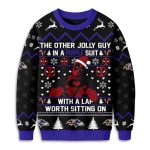 Ravens Deadpool The Other Jolly Guy In A Purple Suit Christmas Ugly Sweater