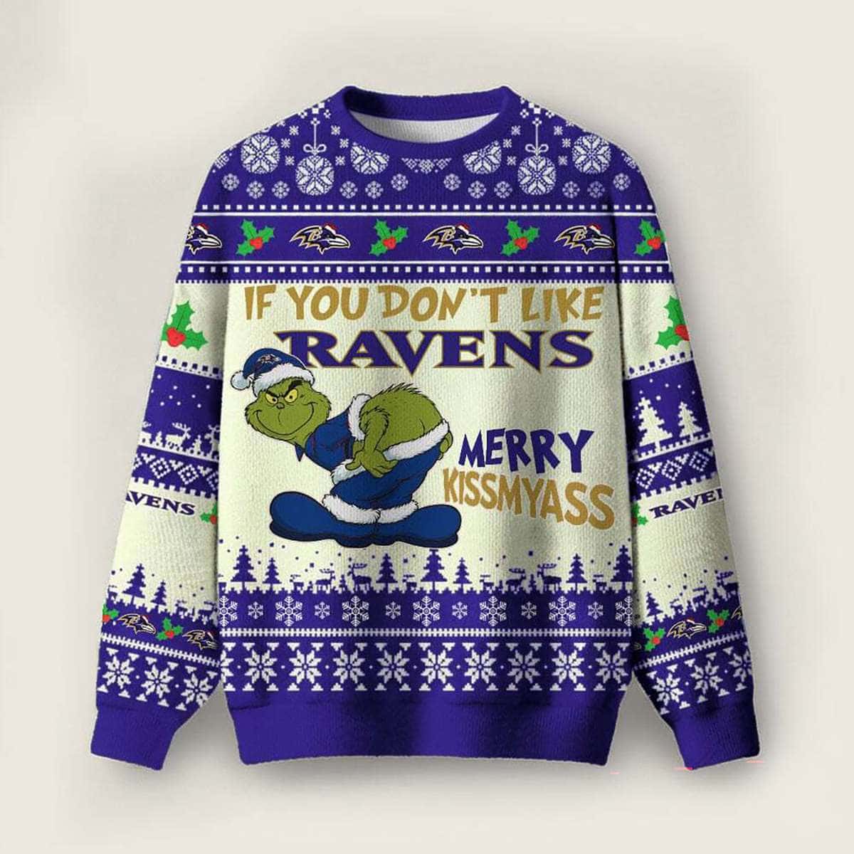 Ravens Grnch Merry Kissmyass Ugly Sweater Ravens Grnch Merry Kissmyass Ugly Sweater