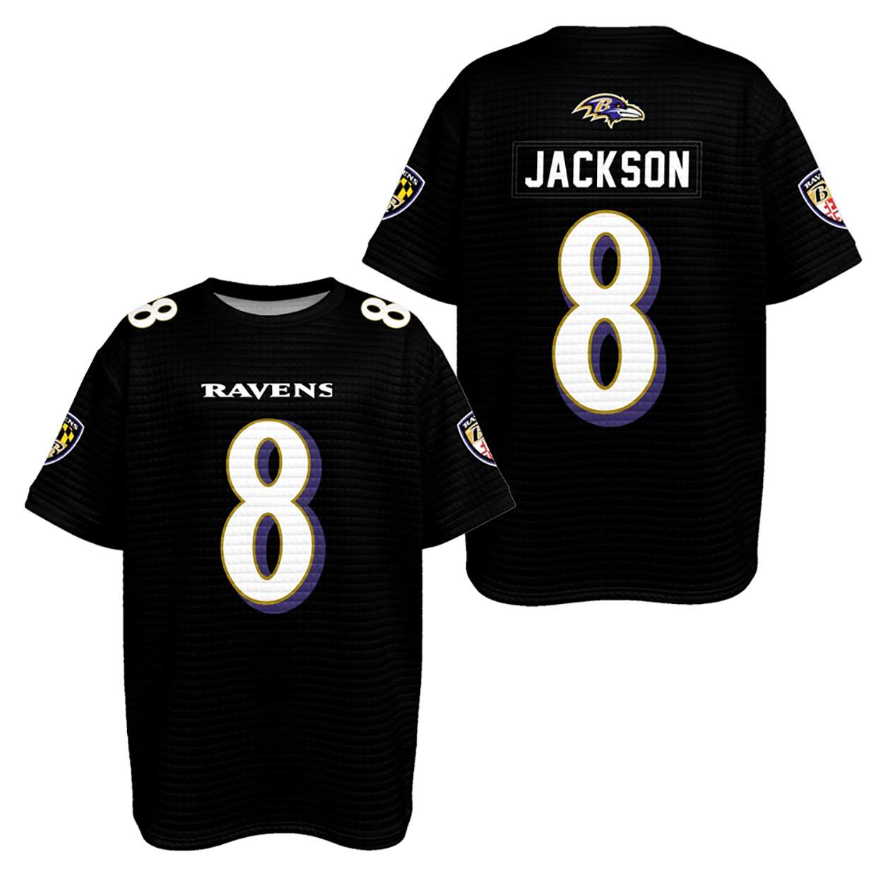 Ravens Lamar Jackson 8 Waffle T-shirt Ravens Lamar Jackson 8 Waffle T-shirt