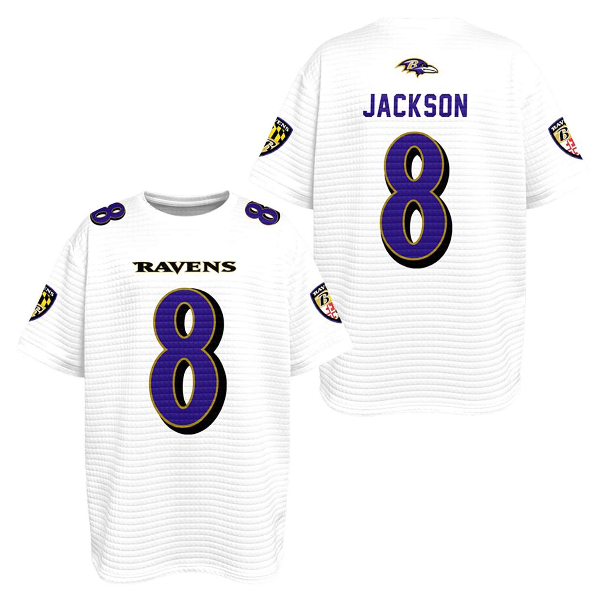 Ravens Lamar Jackson 8 Waffle T-shirt Ravens Lamar Jackson 8 Waffle T-shirt
