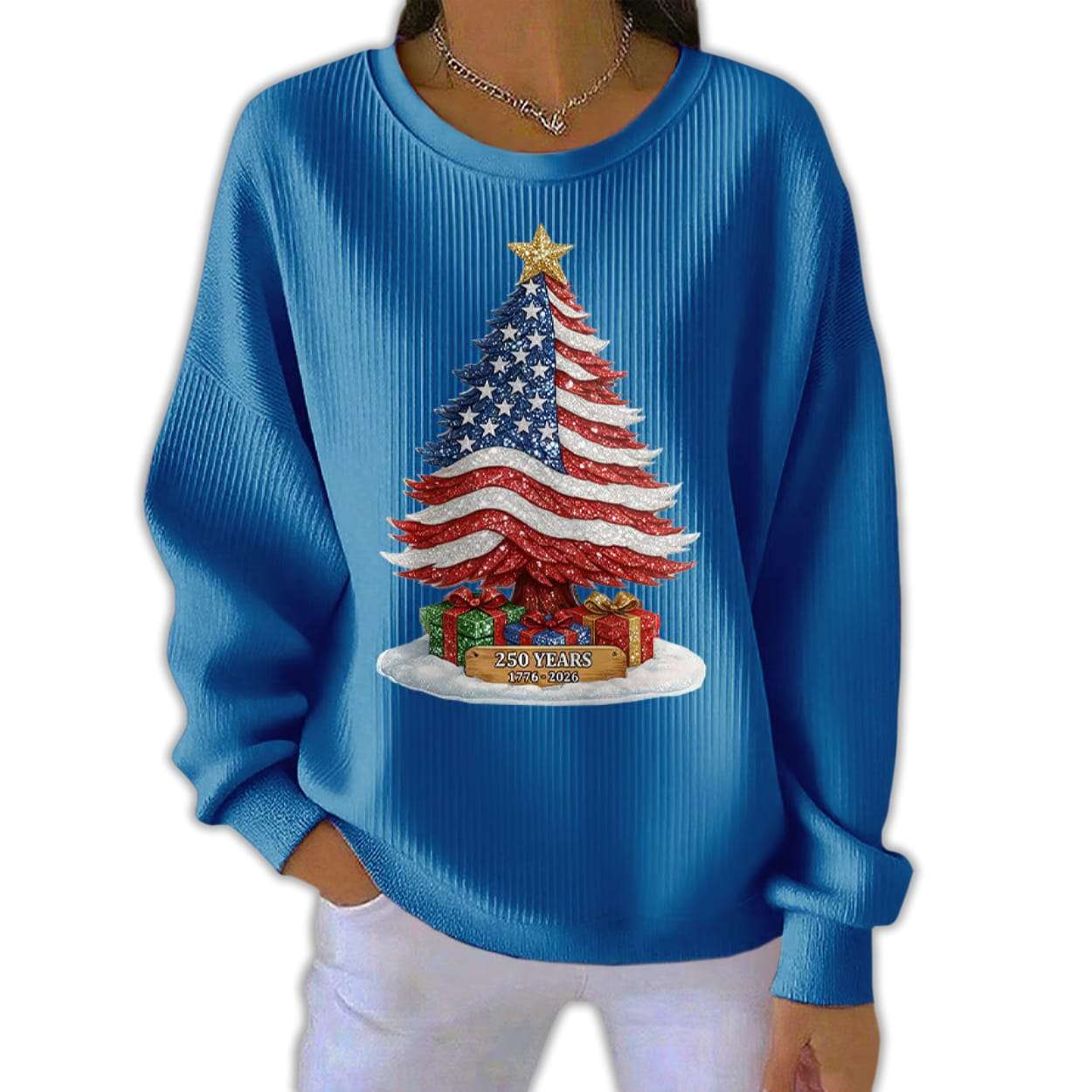 Retro Patriotic Christmas US 250 Years 1776-2026 Print Sweatshirt Retro Patriotic Christmas US 250 Years 1776-2026 Print Sweatshirt