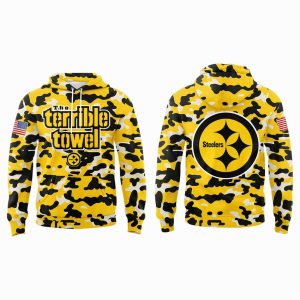 Steelers The Terrible Towel Veteran Camo Hoodie
