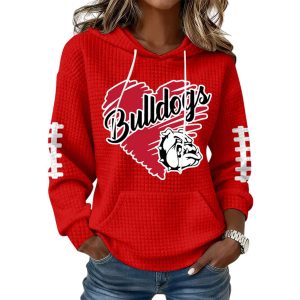 Bulldogs Love Football Waffle Hoodie3