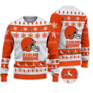 2025 Browns Football Reindeer Christmas Ugly Sweater